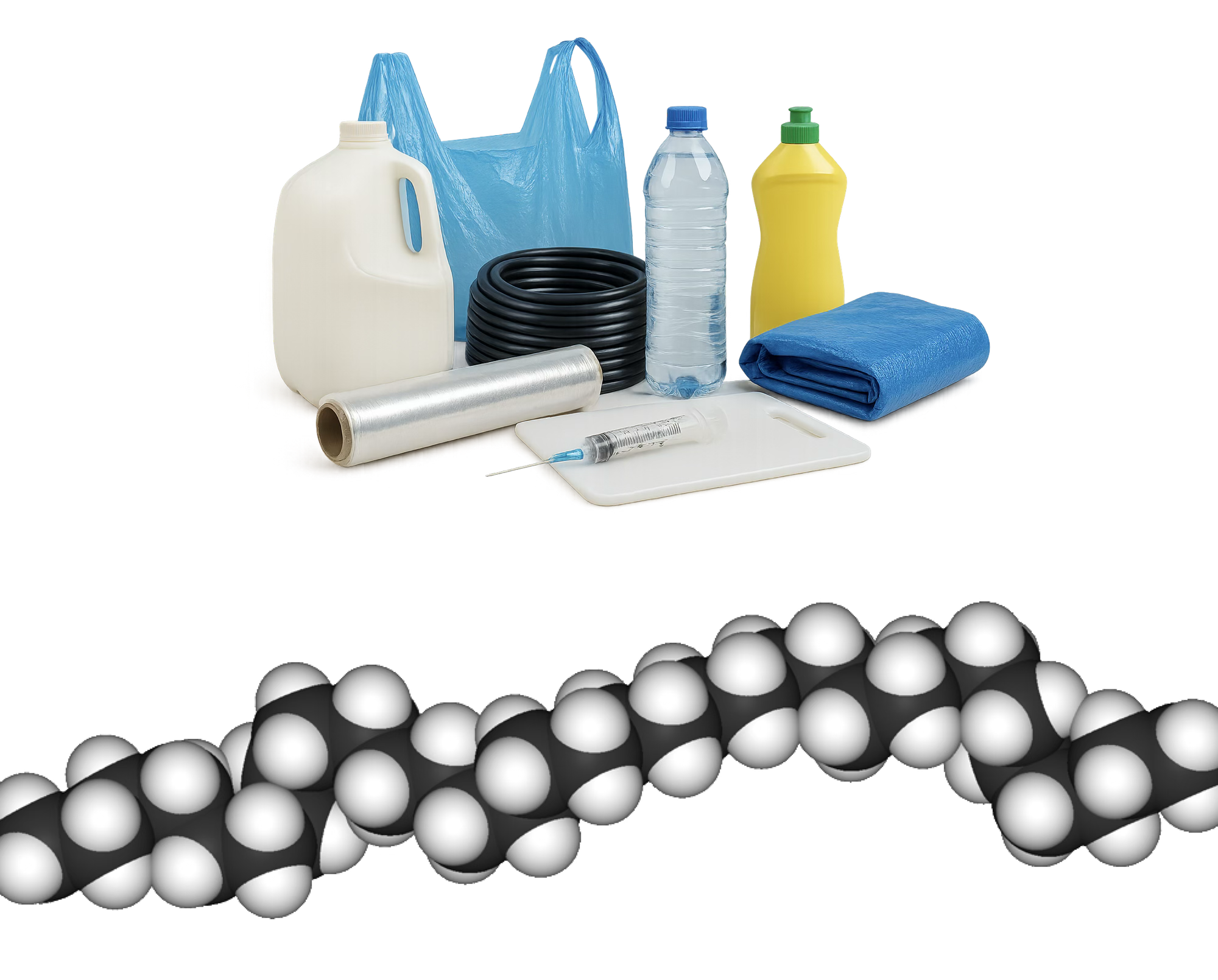 Objets en polyéthylène et modèle de la chaîne